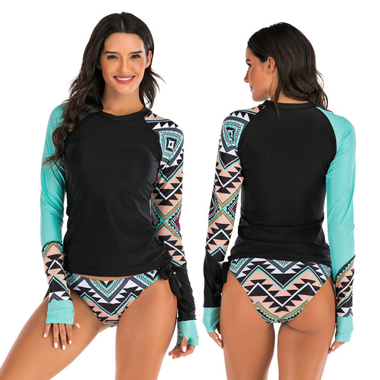 2022 Womens Long Sleeve Rashguard Two Pieces Swimwear UPF50+ Surf Rash Guard